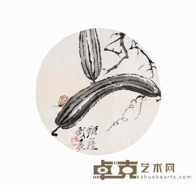 唐云 丝瓜 团扇 直径25cm